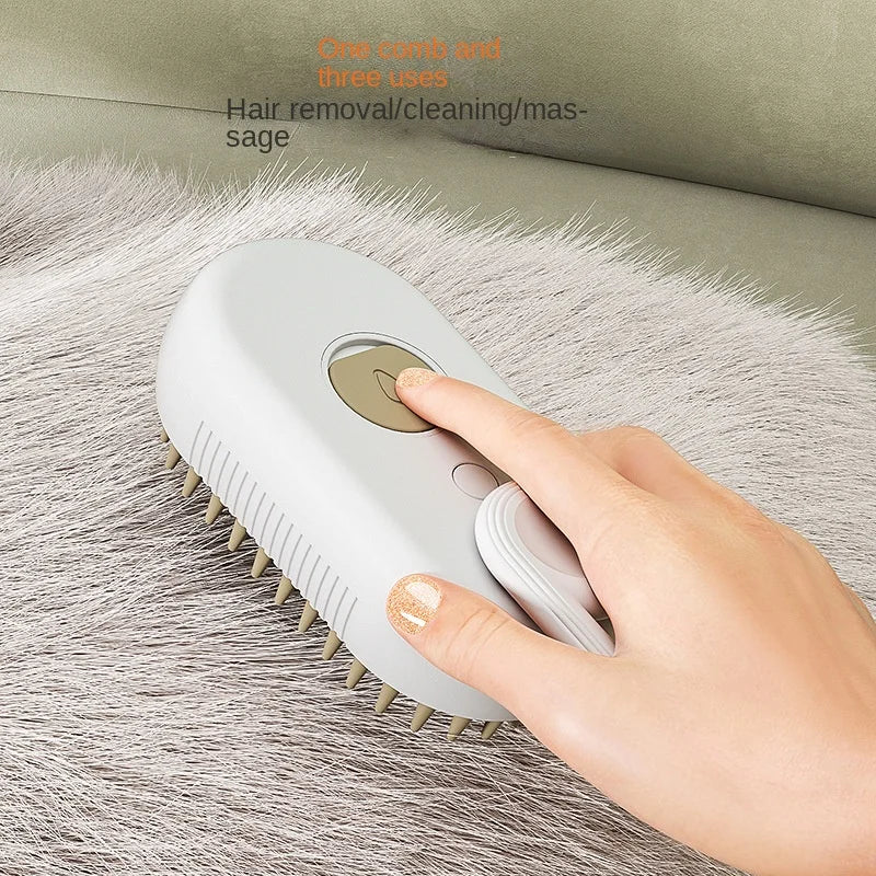 3-in-1 Electric Steam Brush – Pet Grooming & Massage Comb for Dogs & Cats