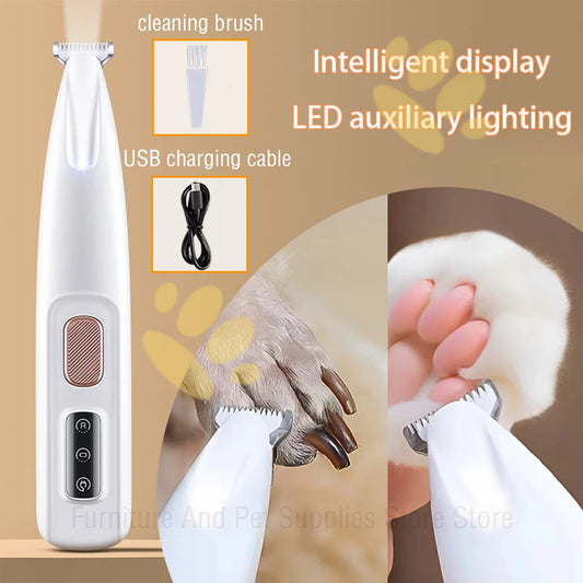 LED Dog Paw Trimmer – Fully Waterproof Pet Hair Clipper with LED Display & Widened Blade