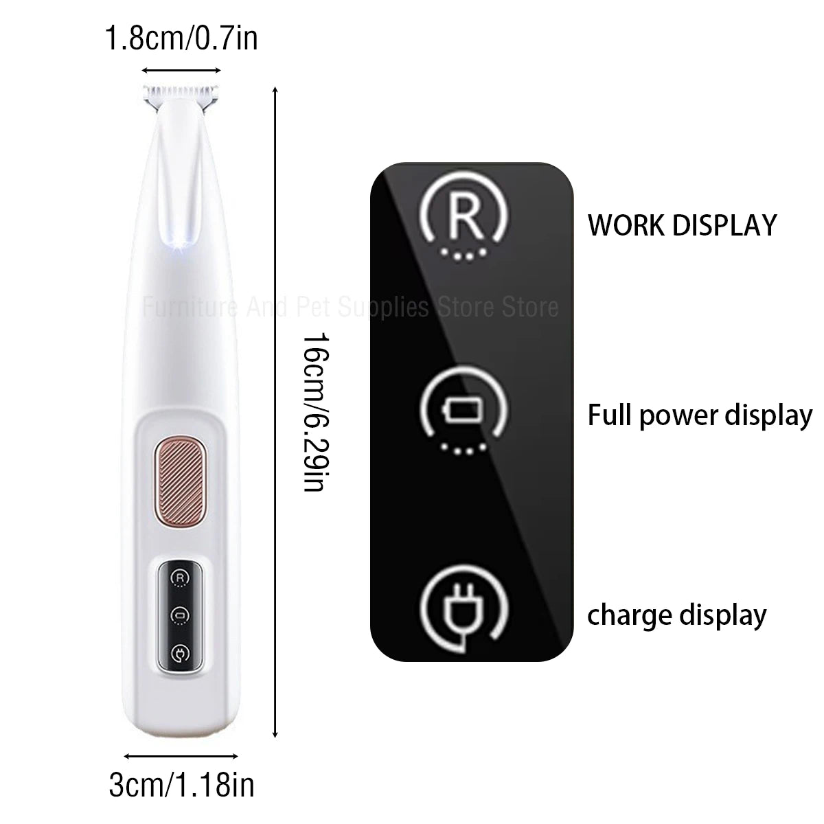 LED Dog Paw Trimmer – Fully Waterproof Pet Hair Clipper with LED Display & Widened Blade