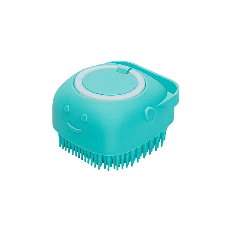 2-in-1 Dog & Cat Bathing Brush – Soft Silicone Massage Brush with Shampoo Dispenser