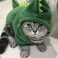 Halloween Dog & Cat Costume – Funny Dinosaur Cosplay Fleece Hoodie for Small Dogs and Cats, Warm Winter Sweater