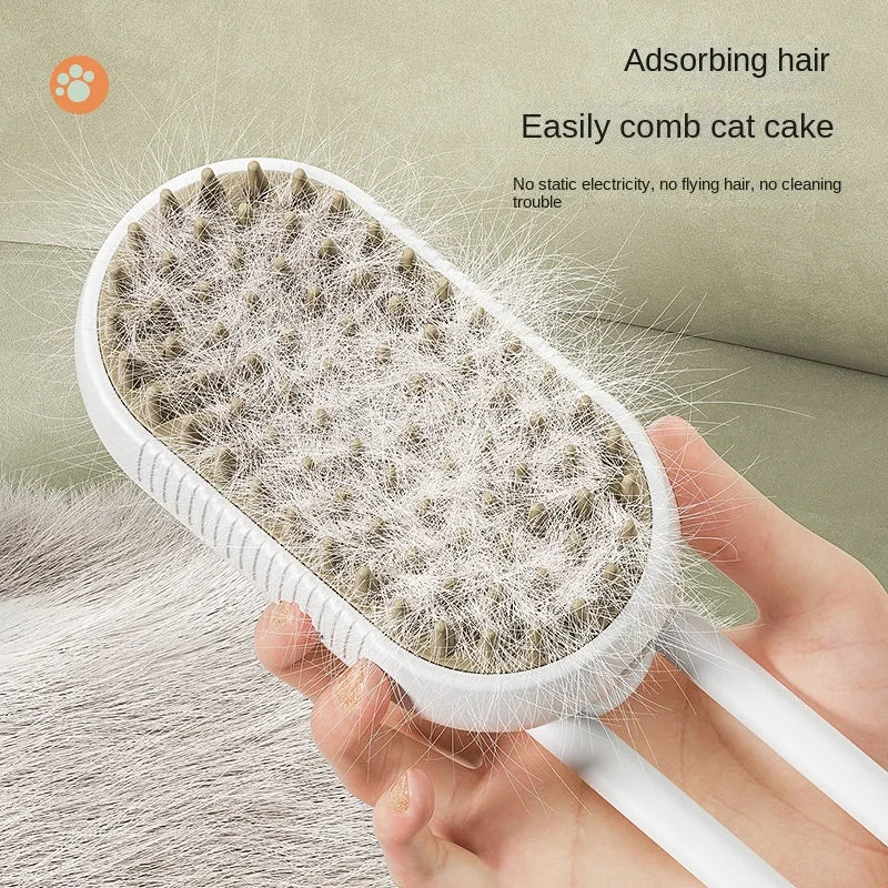 3-in-1 Electric Steam Brush – Pet Grooming & Massage Comb for Dogs & Cats