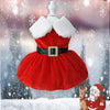 Christmas Dog Dress – Festive Santa Cosplay Outfit for Small Dogs, Puppies, and Cats, Princess-Style Fancy Holiday Dress