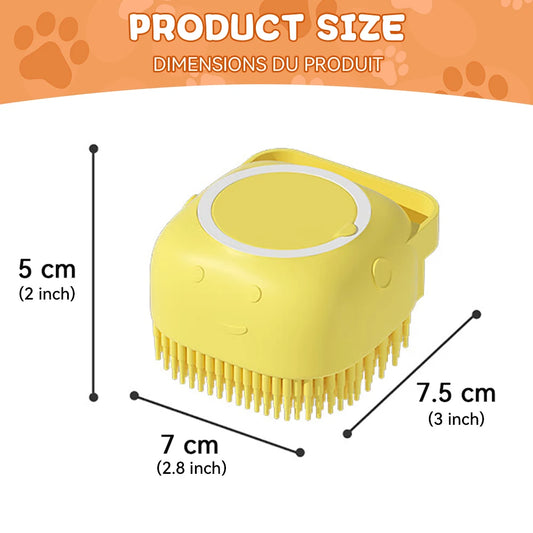 2-in-1 Dog & Cat Bathing Brush – Soft Silicone Massage Brush with Shampoo Dispenser