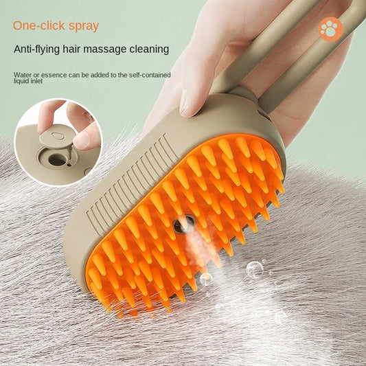 3-in-1 Electric Steam Brush – Pet Grooming & Massage Comb for Dogs & Cats