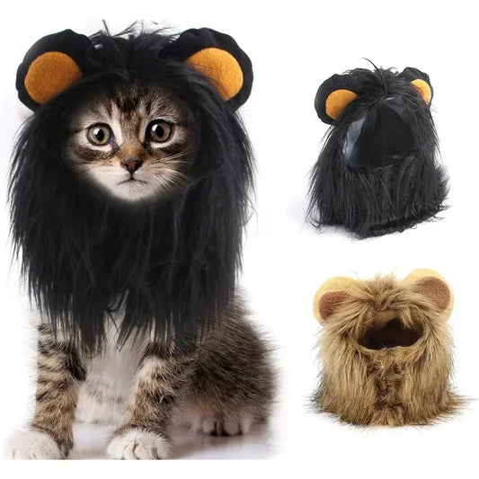 Cute Lion Mane Cat Wig Hat – Funny Costume for Cats & Dogs, Perfect for Halloween & Christmas Party Decoration