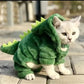 Halloween Dog & Cat Costume – Funny Dinosaur Cosplay Fleece Hoodie for Small Dogs and Cats, Warm Winter Sweater