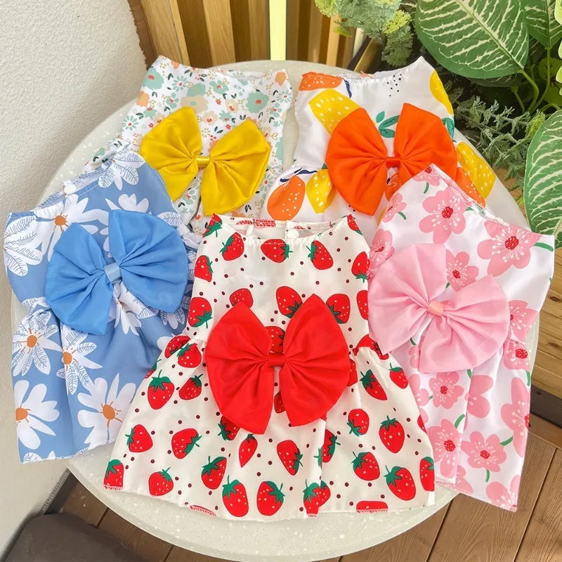 Spring & Summer Dog Princess Dress – Cute Bow Lace Skirt for Small & Medium Dogs, Poodle, Chihuahua, and Puppies